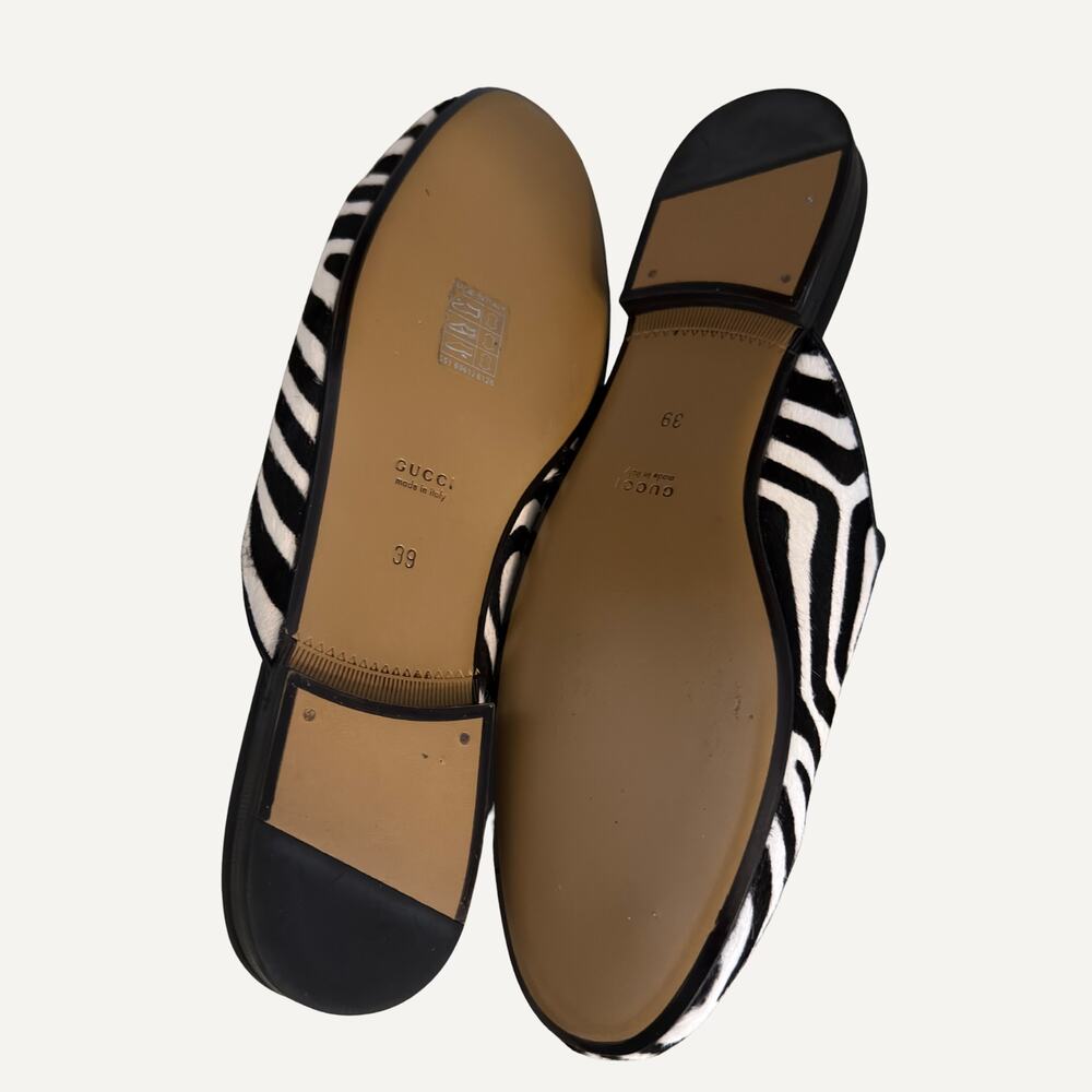Gucci Zebra Print Horsebit Mules in Black and White - Picture 3 of 9